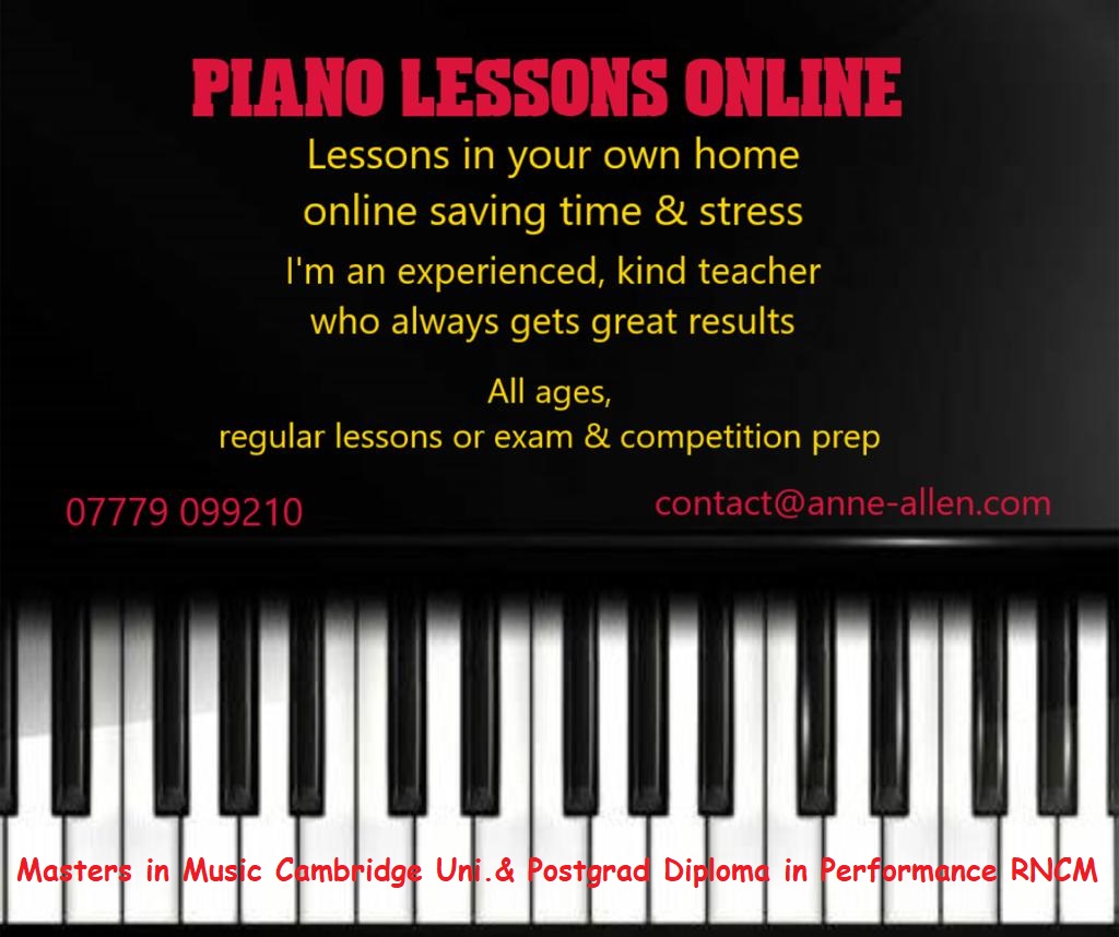 Book online piano lessons with experienced teacher Anne Allen